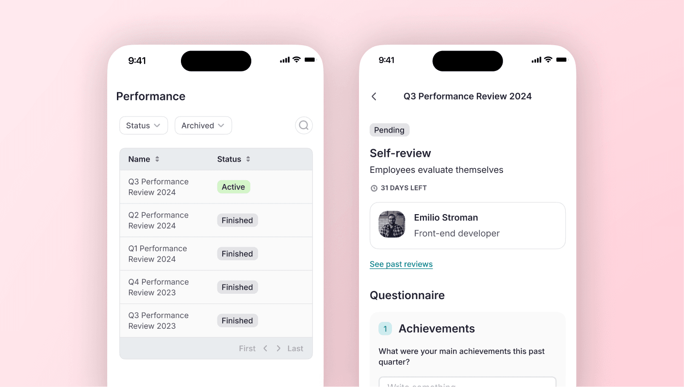 Gestisci le valutazioni delle performance da mobile