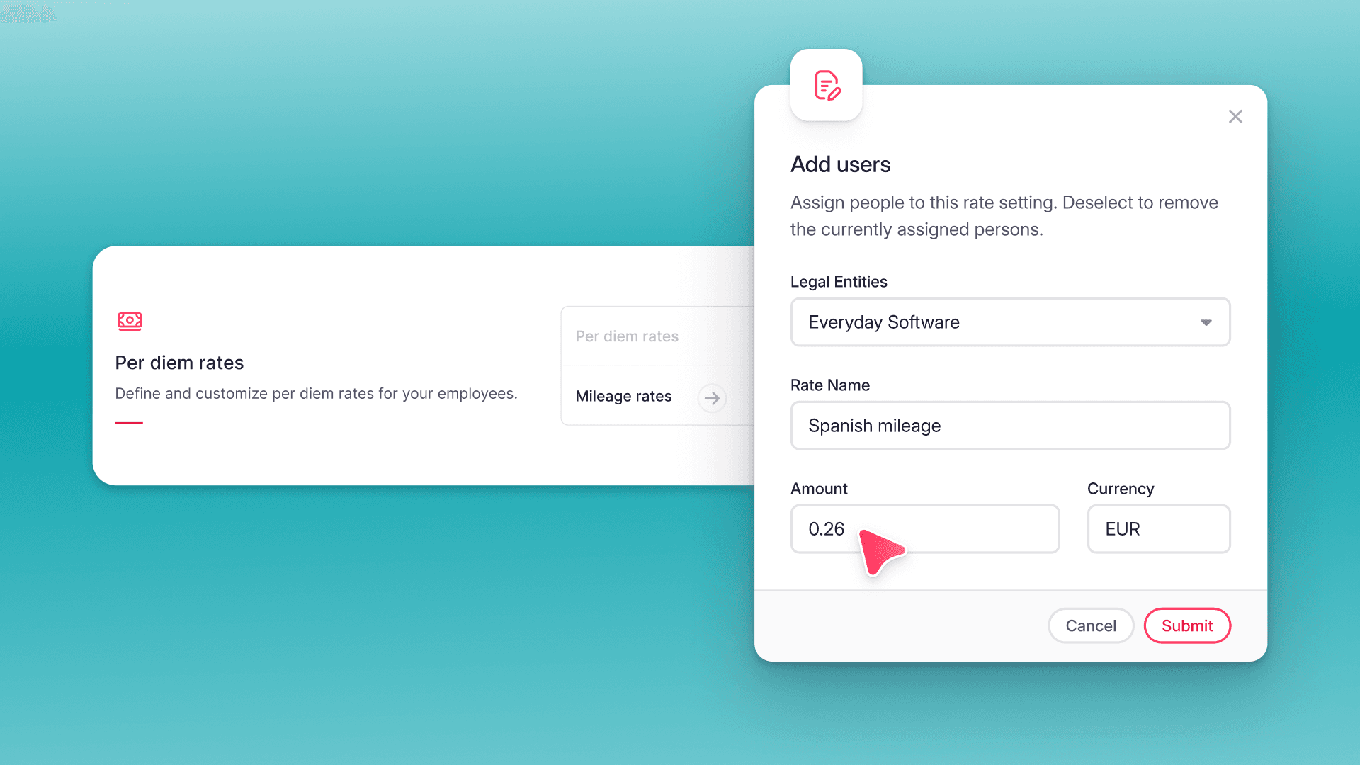 Imposta e gestisci le tariffe di chilometraggio