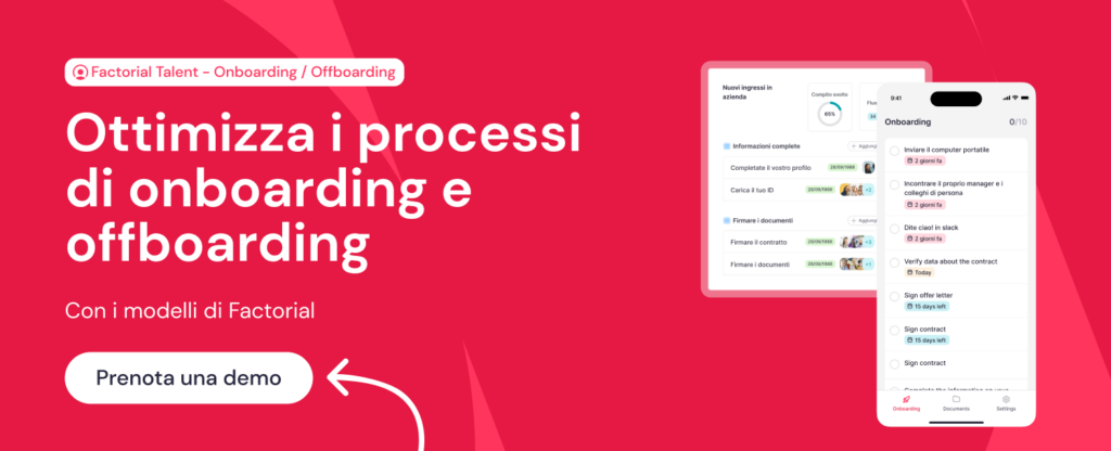 Ottimizza i processi di onboarding con l'onboarding software di Factorial 