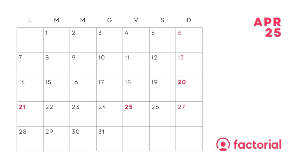 Scarica il file Aprile 2025 con Factorial